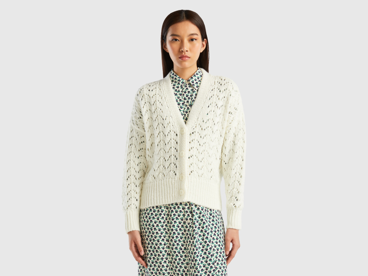 United Colors of Benetton Women's Cardigan in White at Benetton GOOFASH