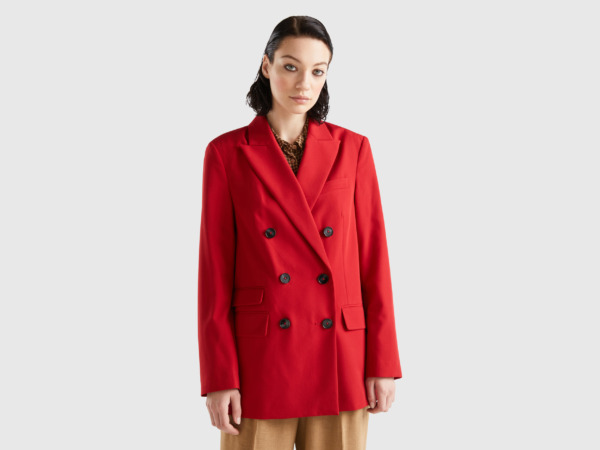 United Colors of Benetton - Women's Double Breasted Blazer in Red from Benetton GOOFASH