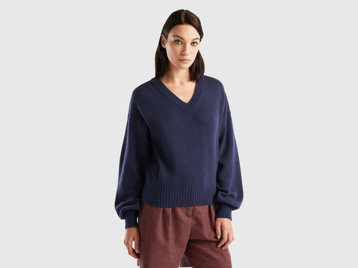 United Colors of Benetton Women's Sweater Blue by Benetton GOOFASH