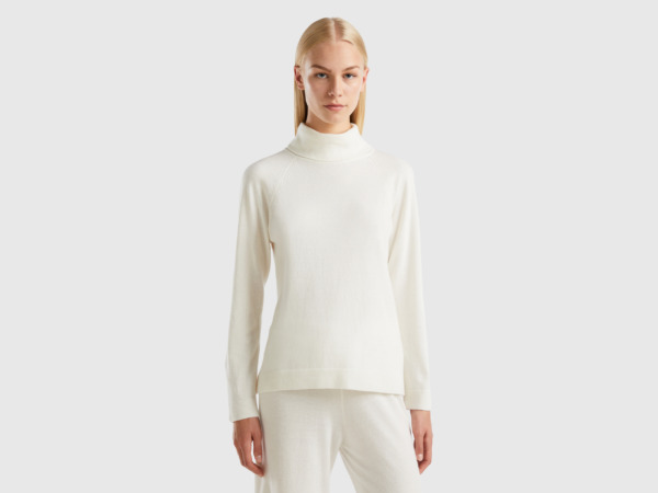 United Colors of Benetton Women's Sweater in White Benetton GOOFASH