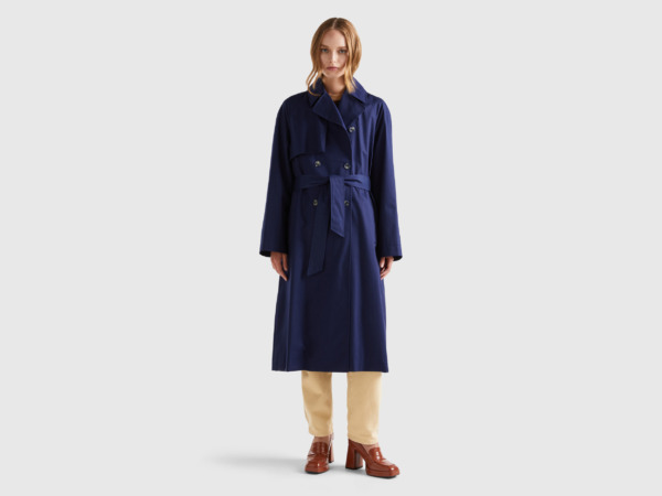United Colors of Benetton - Women's Trench Coat Blue by Benetton GOOFASH