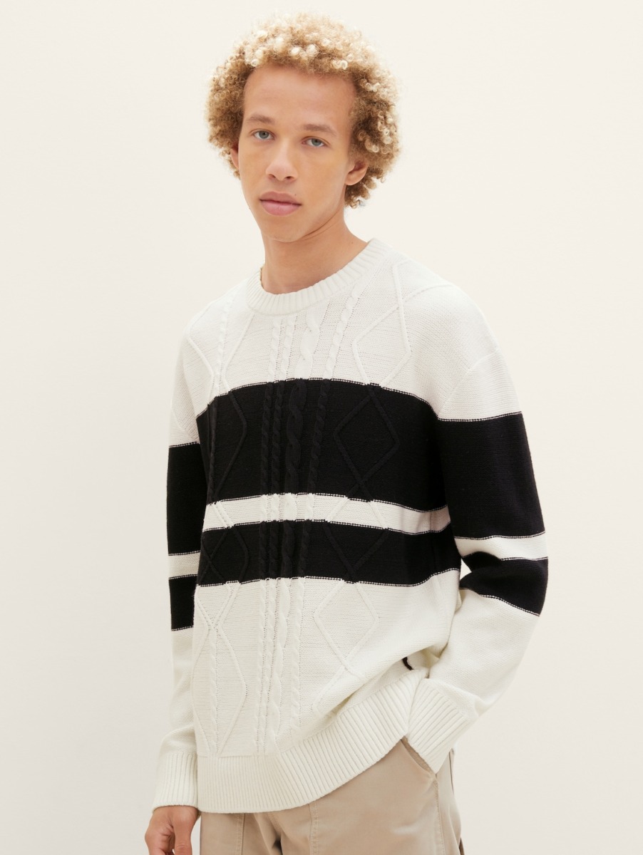 White Knitting Sweater Tom Tailor GOOFASH
