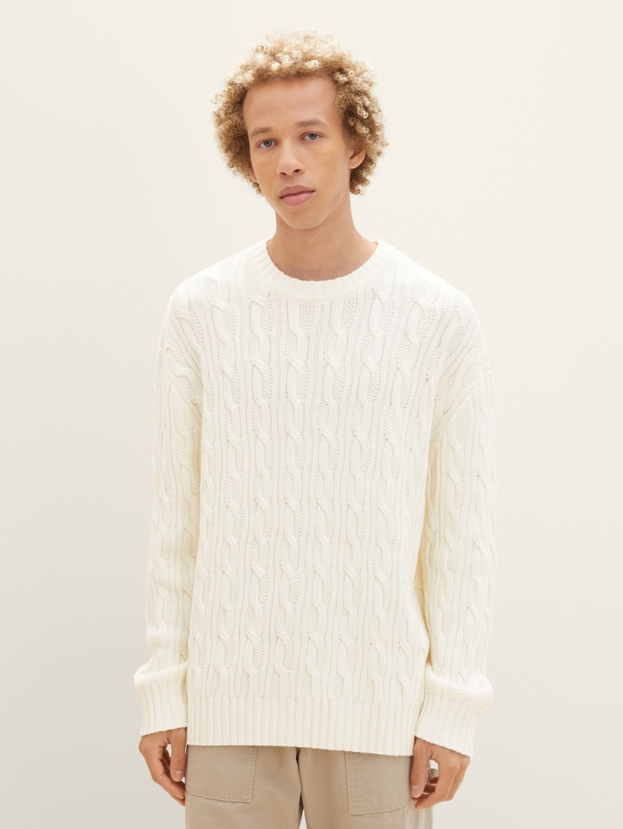 White Knitting Sweater - Tom Tailor GOOFASH
