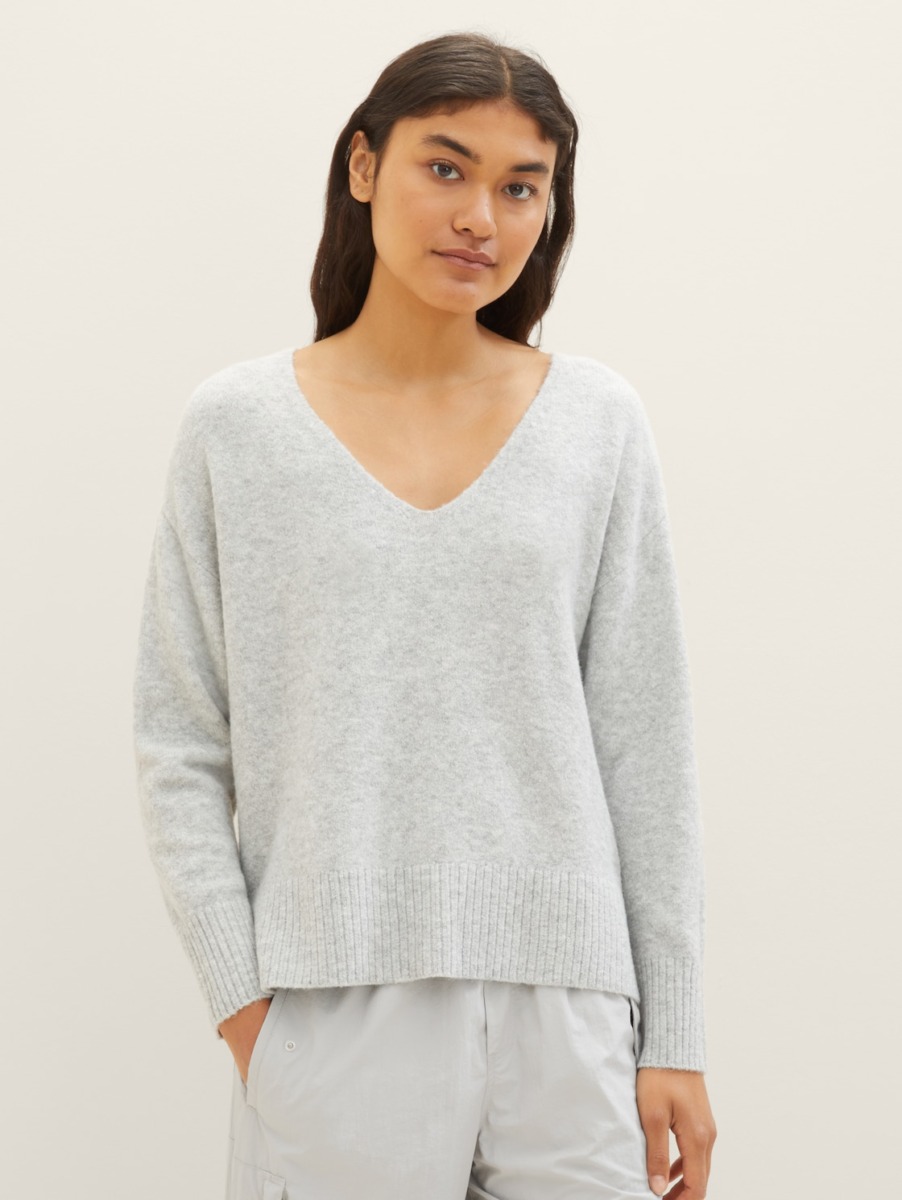 White Womens Knitting Sweater - Tom Tailor GOOFASH