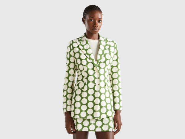 Woman Blazer Green by Benetton GOOFASH