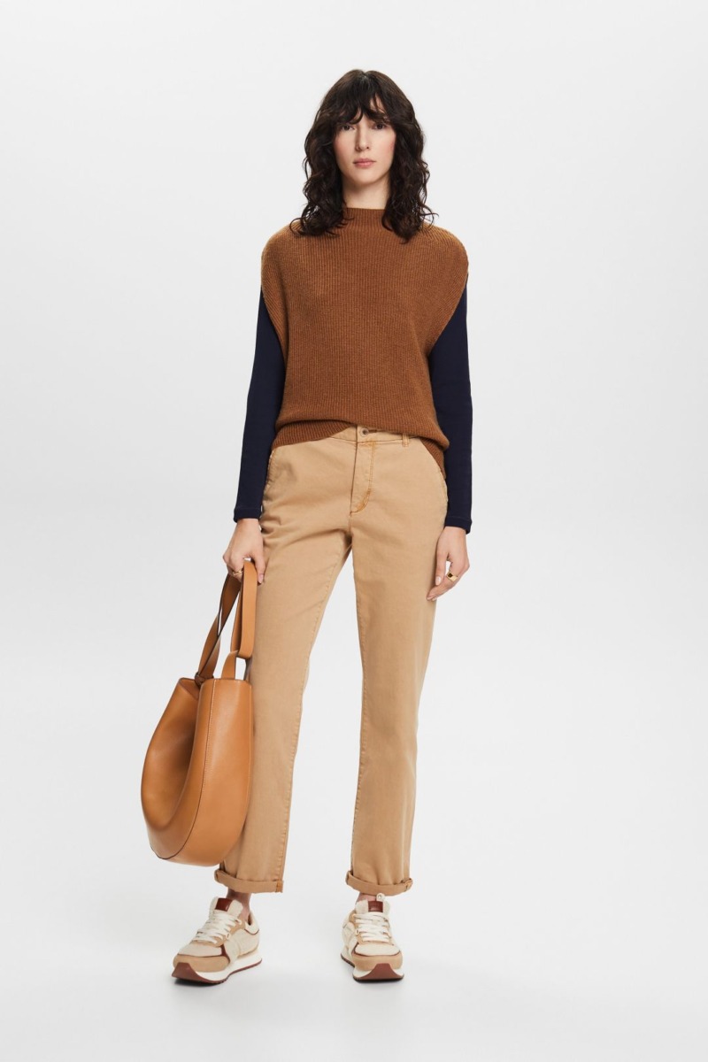 Woman Chino Pants Beige from Esprit GOOFASH