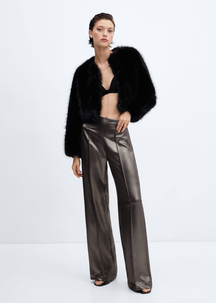 Woman Silver Trousers from Mango GOOFASH