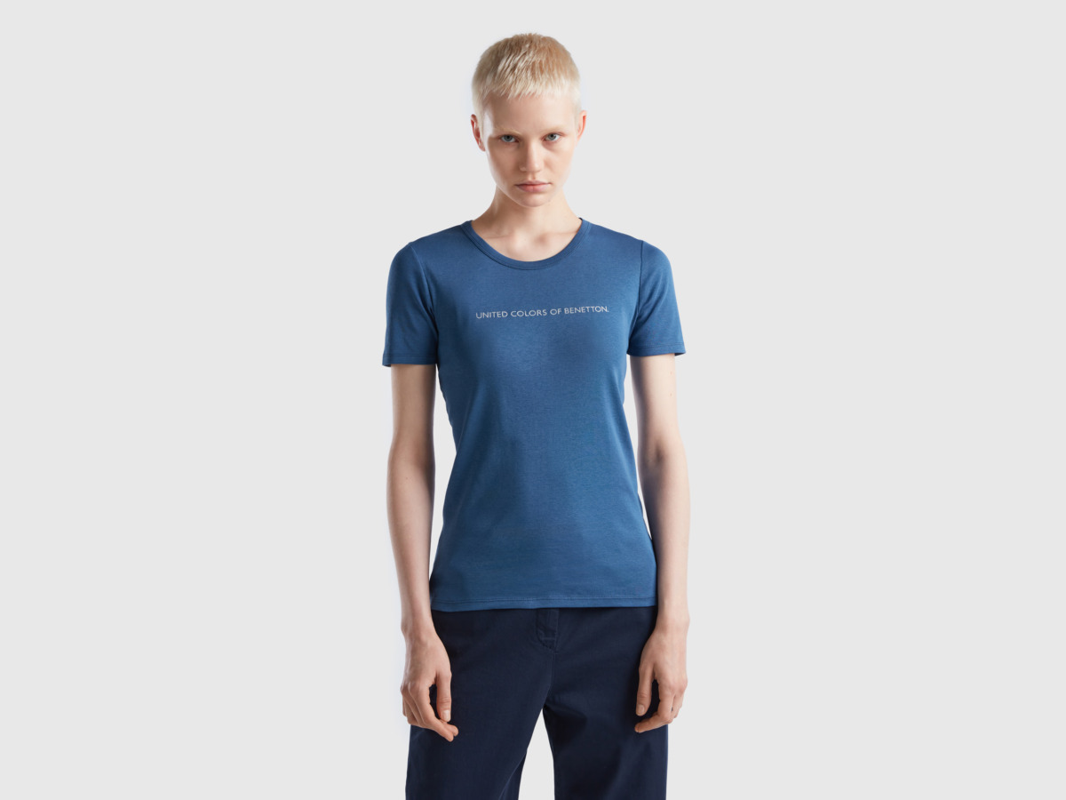 Woman T-Shirt - Blue - Benetton GOOFASH