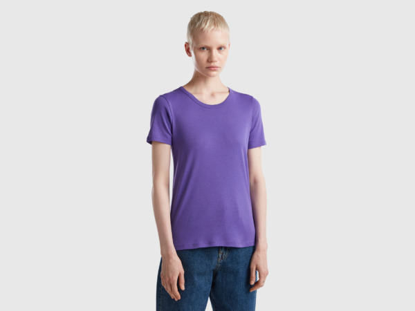 Woman T-Shirt Purple United Colors of Benetton - Benetton GOOFASH