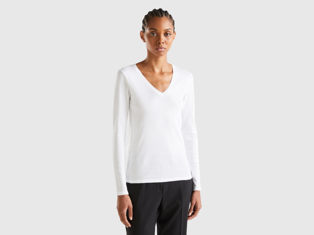 Woman White - T-Shirt - United Colors of Benetton - Benetton GOOFASH