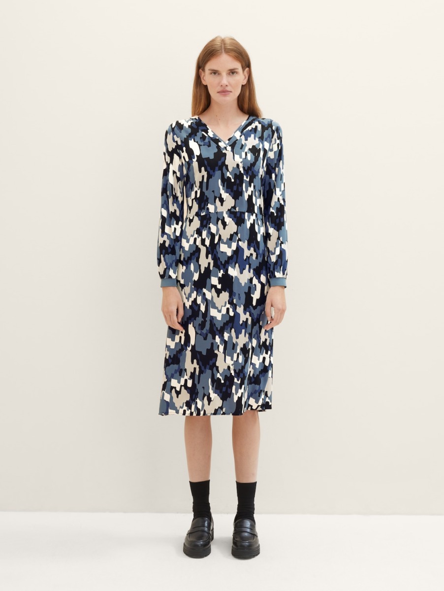 Women Dress in Print by Tom Tailor GOOFASH