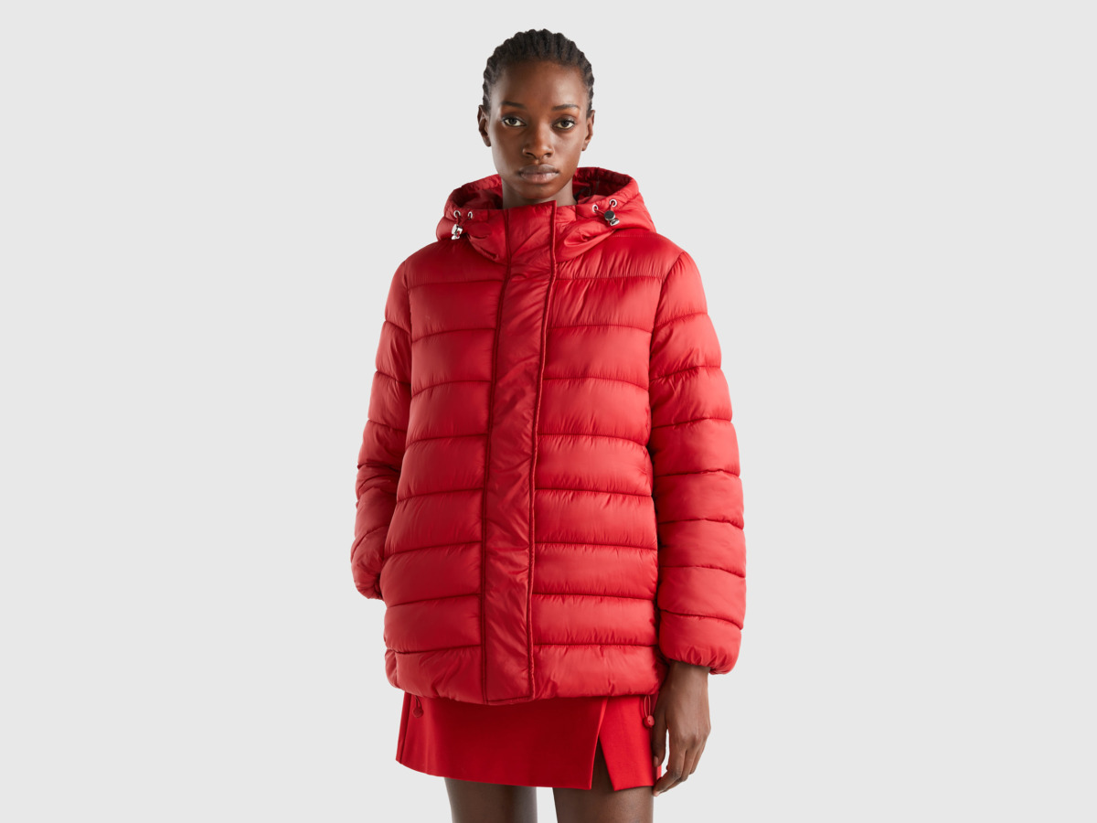 Women Padded Jacket Red by Benetton GOOFASH