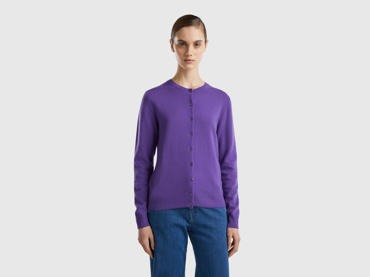 Women Purple Cardigan - Benetton GOOFASH