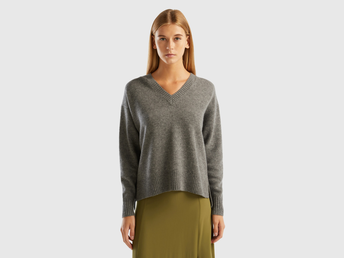 Women Sweater in Grey Benetton - United Colors of Benetton GOOFASH