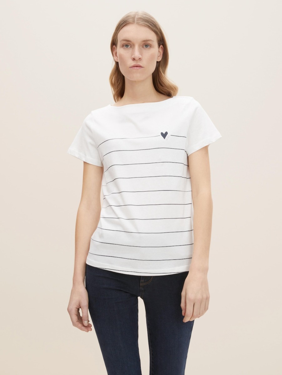 Women T-Shirt in White - Tom Tailor GOOFASH