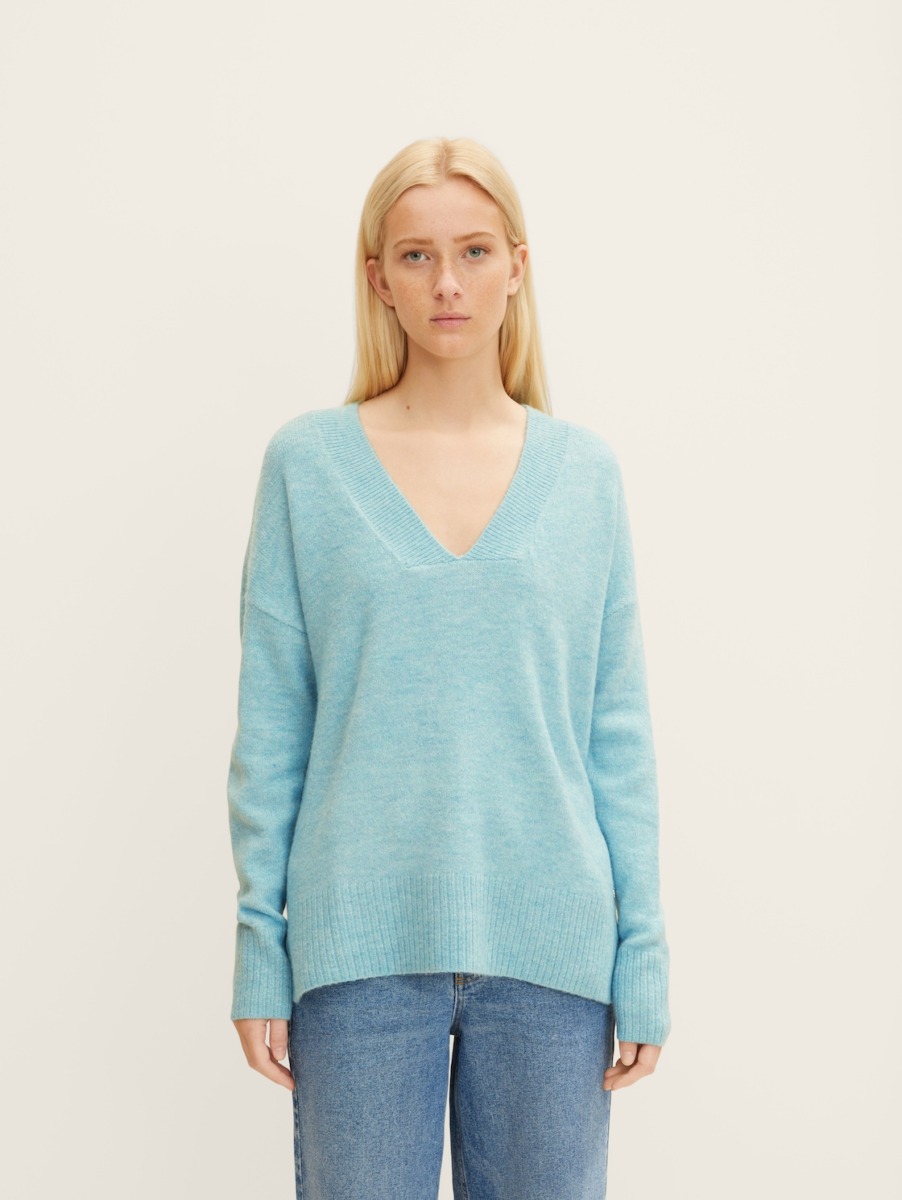 Women's Blue Knitting Sweater at Tom Tailor GOOFASH