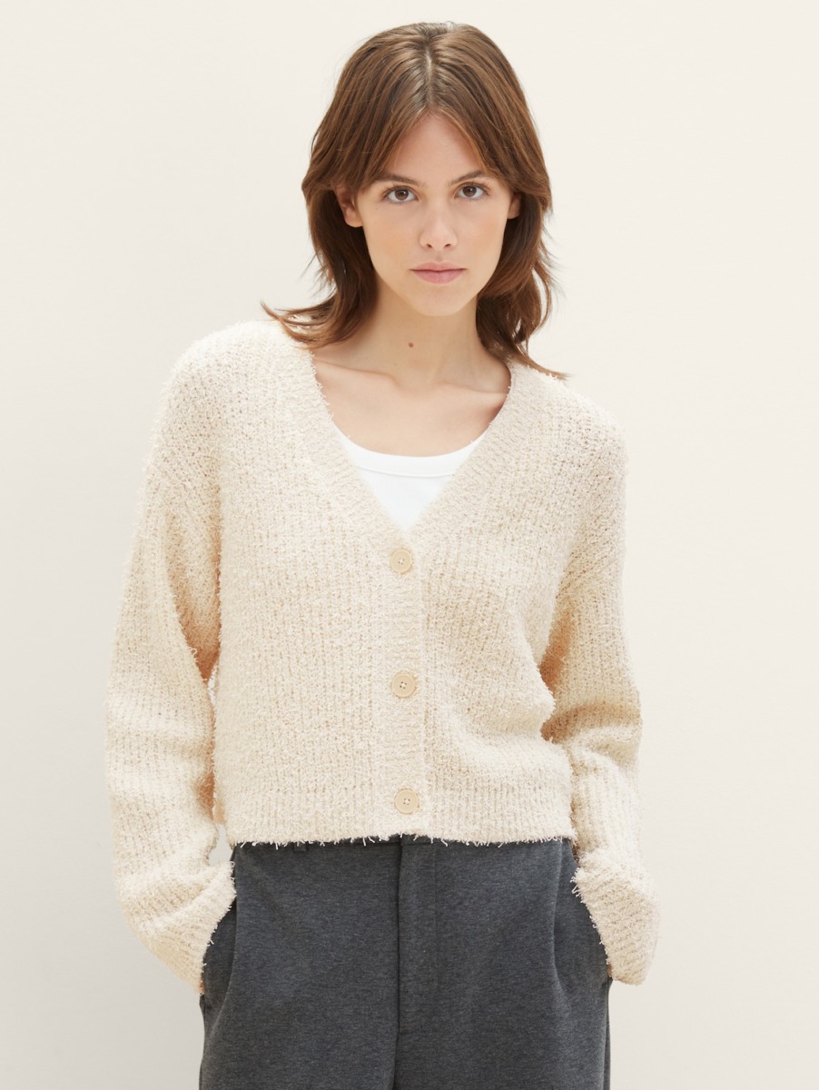 Womens Cardigan in White from Tom Tailor GOOFASH