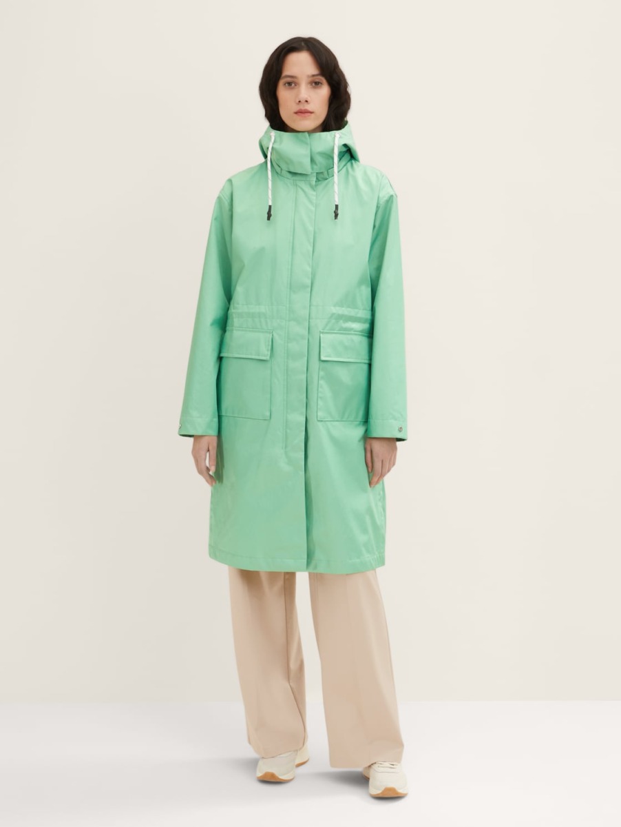 Women's Green Rain Jacket - Tom Tailor GOOFASH