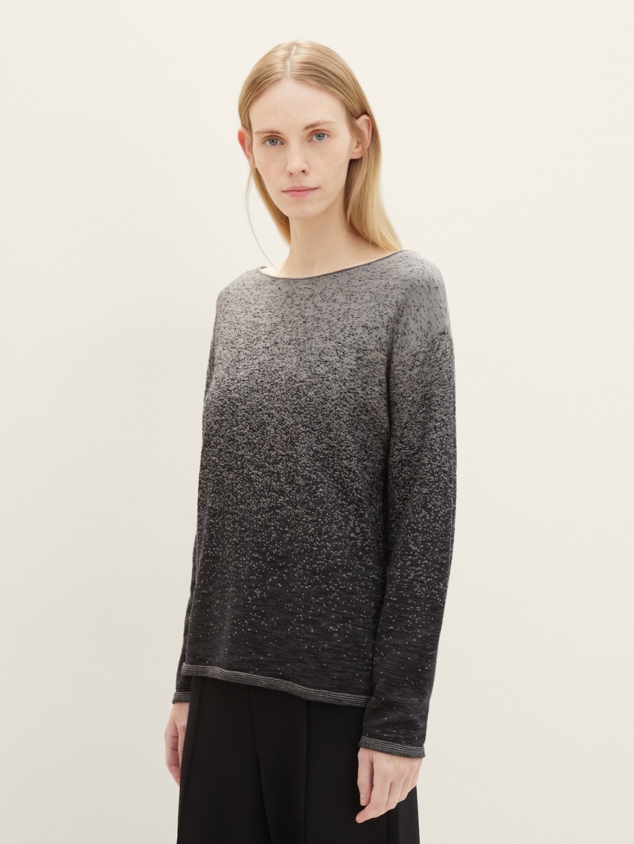 Women's Knitting Sweater Black - Tom Tailor GOOFASH