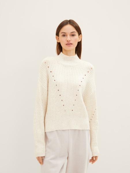 Womens Knitting Sweater in Beige from Tom Tailor GOOFASH
