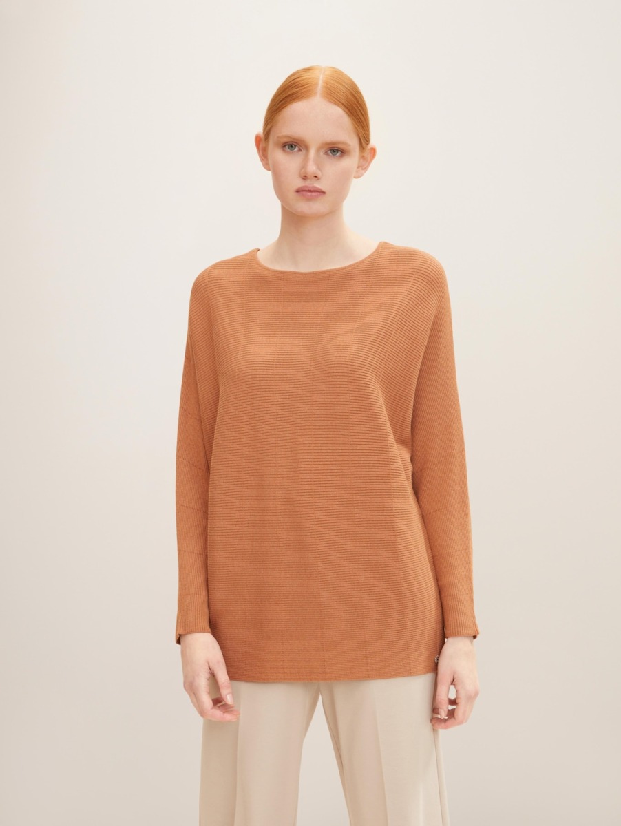 Women's Knitting Sweater in Brown - Tom Tailor GOOFASH