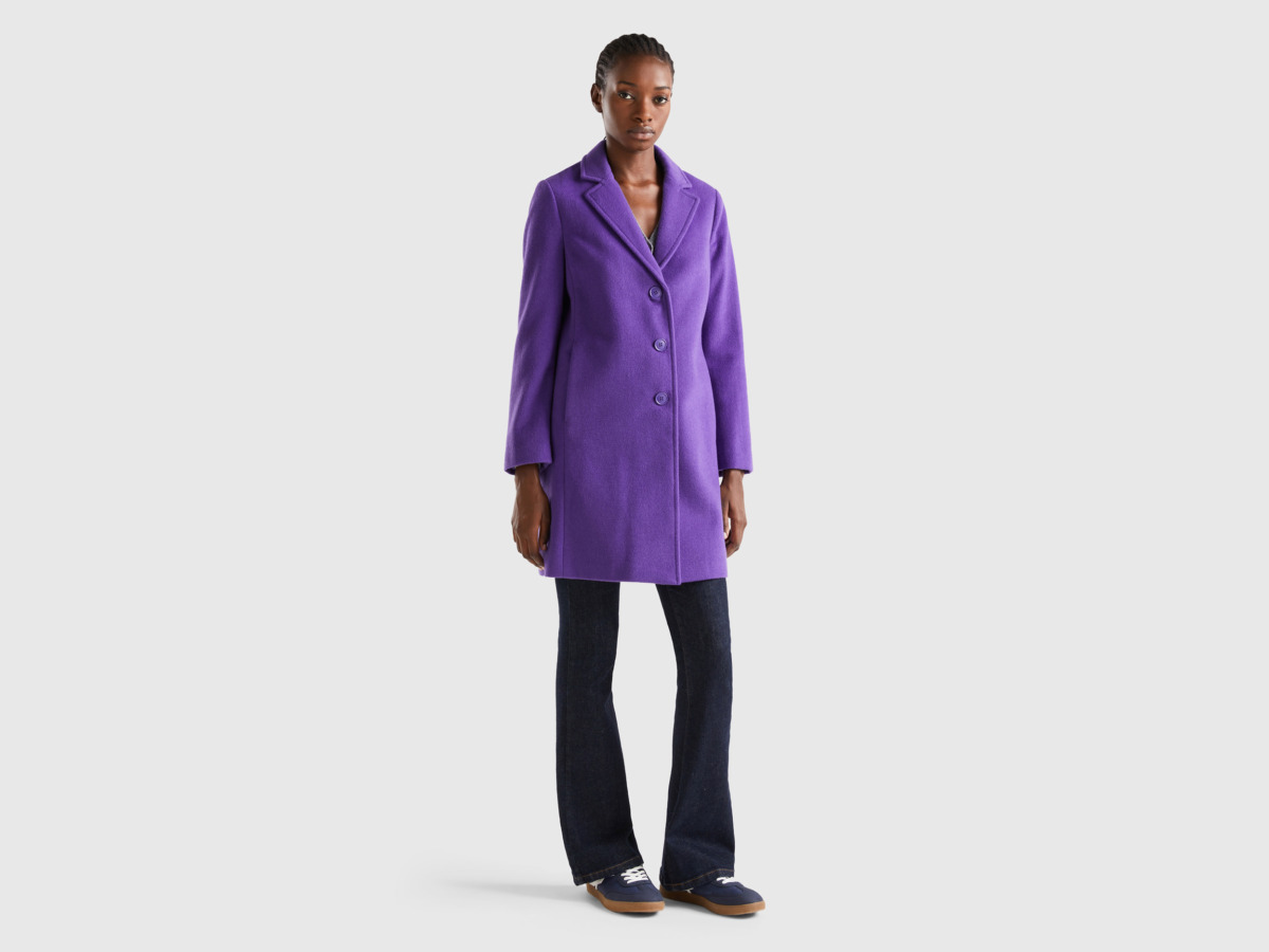 Women's Short Coat Purple at Benetton GOOFASH