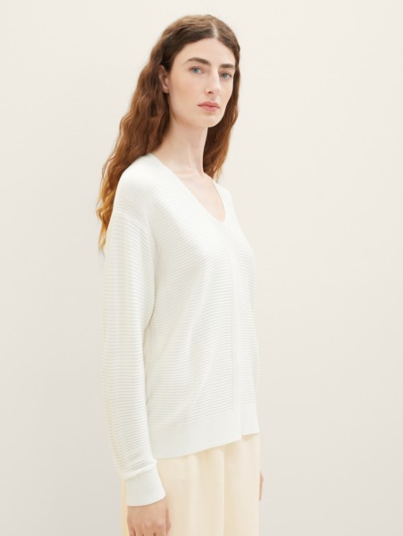 Womens Sweater in White Tom Tailor GOOFASH