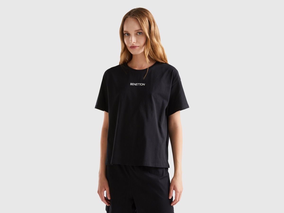 Womens T-Shirt - Black - United Colors of Benetton - Benetton GOOFASH