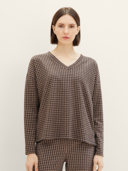 Women's T-Shirt in Checked Tom Tailor GOOFASH
