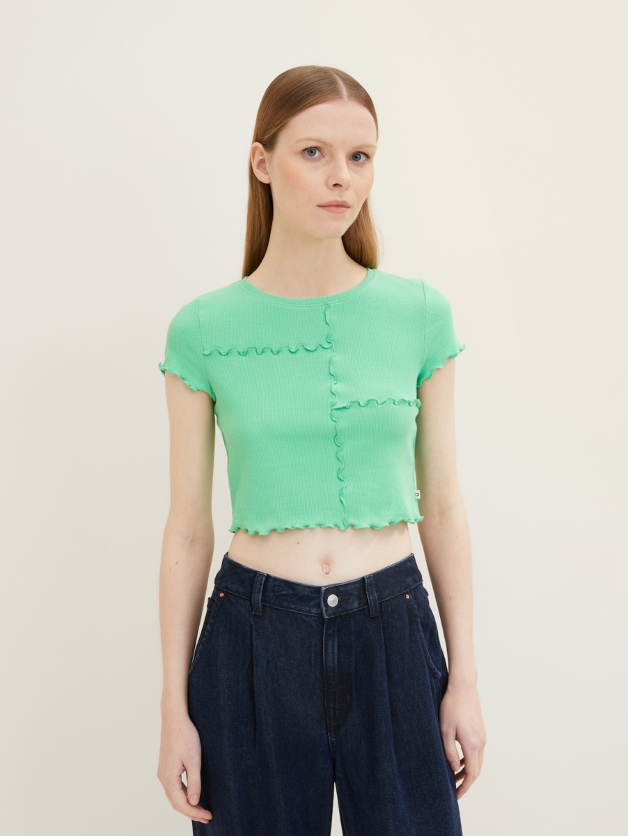 Womens T-Shirt in Green by Tom Tailor GOOFASH