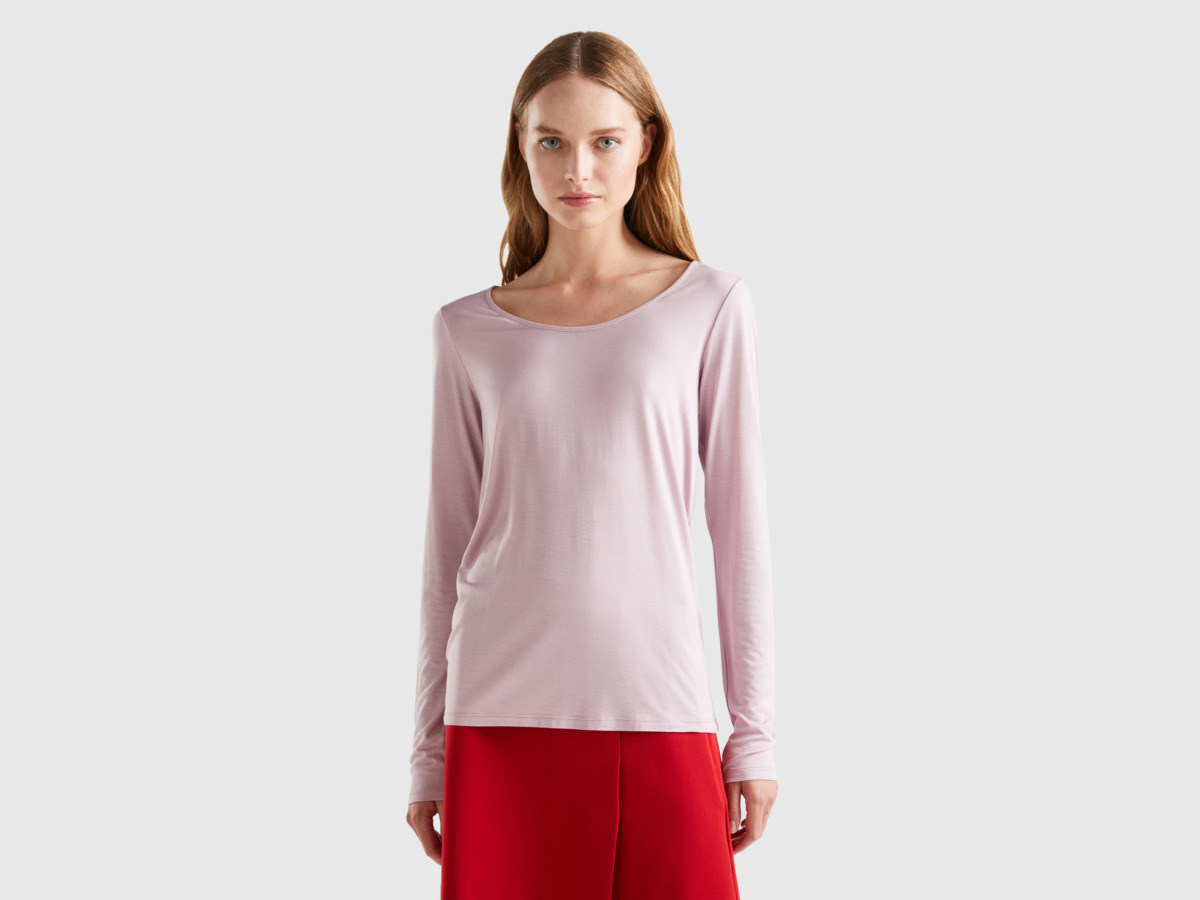 Womens T-Shirt in Pink Benetton - United Colors of Benetton GOOFASH