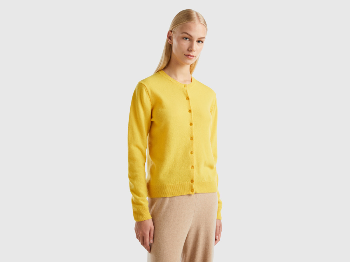 Womens Yellow - Cardigan - Benetton GOOFASH