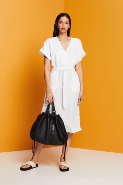 Wrap Dress in White by Esprit GOOFASH
