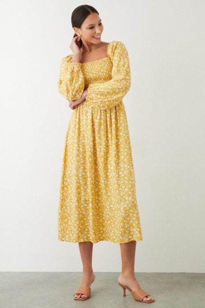 Dorothy Perkins Lady Yellow Midi Dress GOOFASH