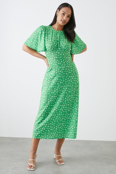 Dorothy Perkins Womens Green Midi Dress GOOFASH
