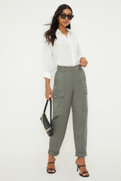 Khaki Tailored Trousers for Women by Dorothy Perkins GOOFASH