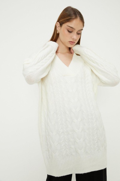 Knitted Dress Ivory - Ladies - Dorothy Perkins GOOFASH