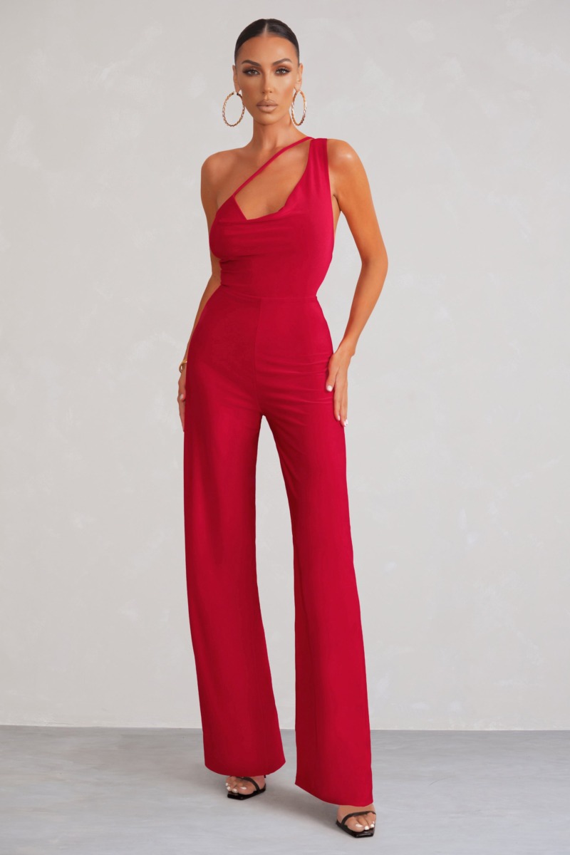 Lady Wide Leg Jumpsuit in Red - Club L London GOOFASH