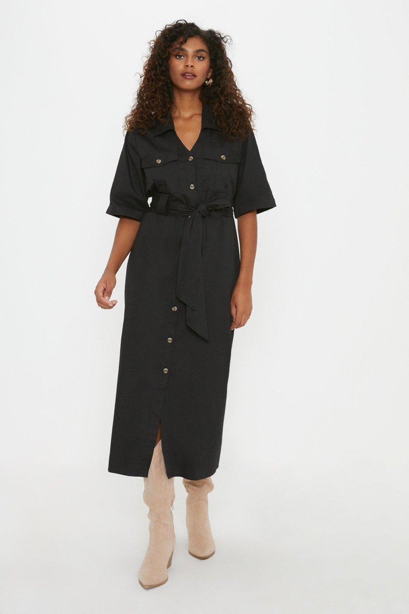 Midi Dress in Black - Dorothy Perkins GOOFASH