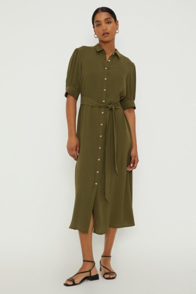 Shirt Dress in Green from Dorothy Perkins GOOFASH