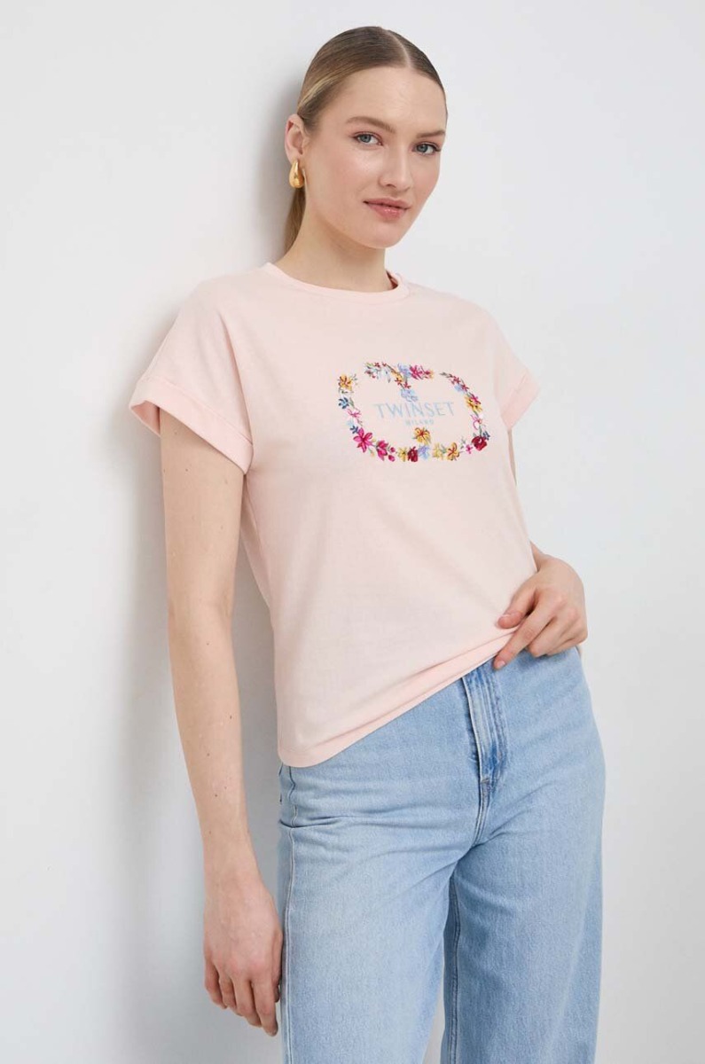 T-Shirt Pink Twinset - Answear GOOFASH