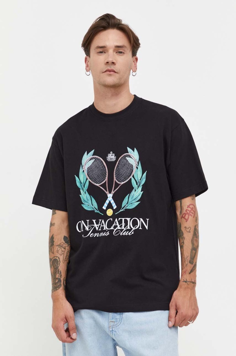 T-Shirt in Black Answear On Vacation Man GOOFASH