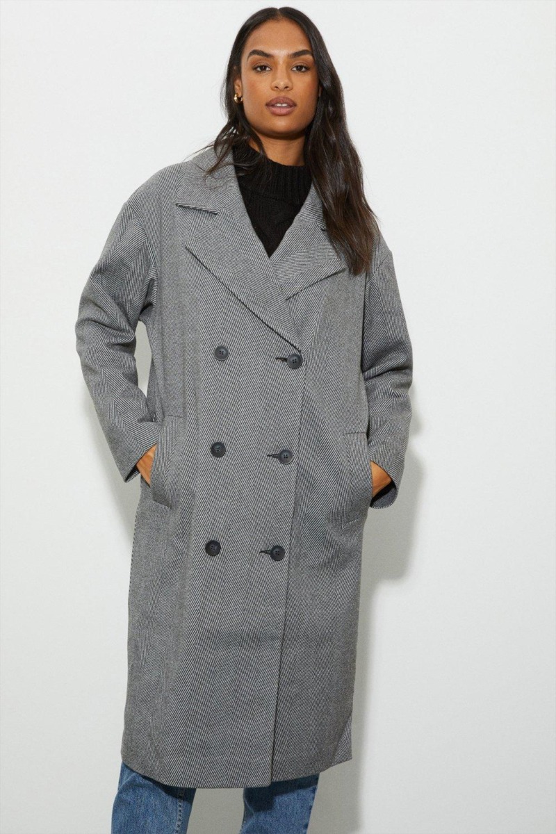 Woman Grey Coat at Dorothy Perkins GOOFASH