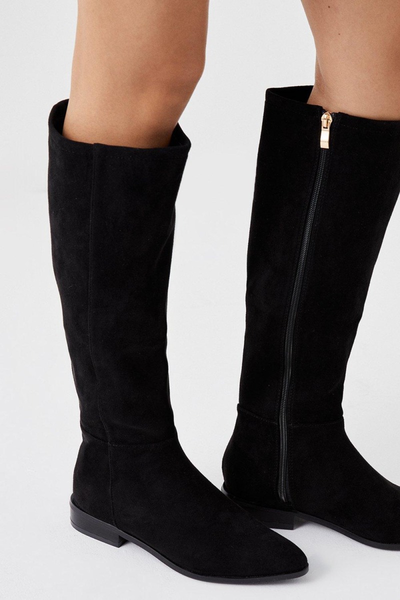 Women's Black Flat Boots from Dorothy Perkins GOOFASH