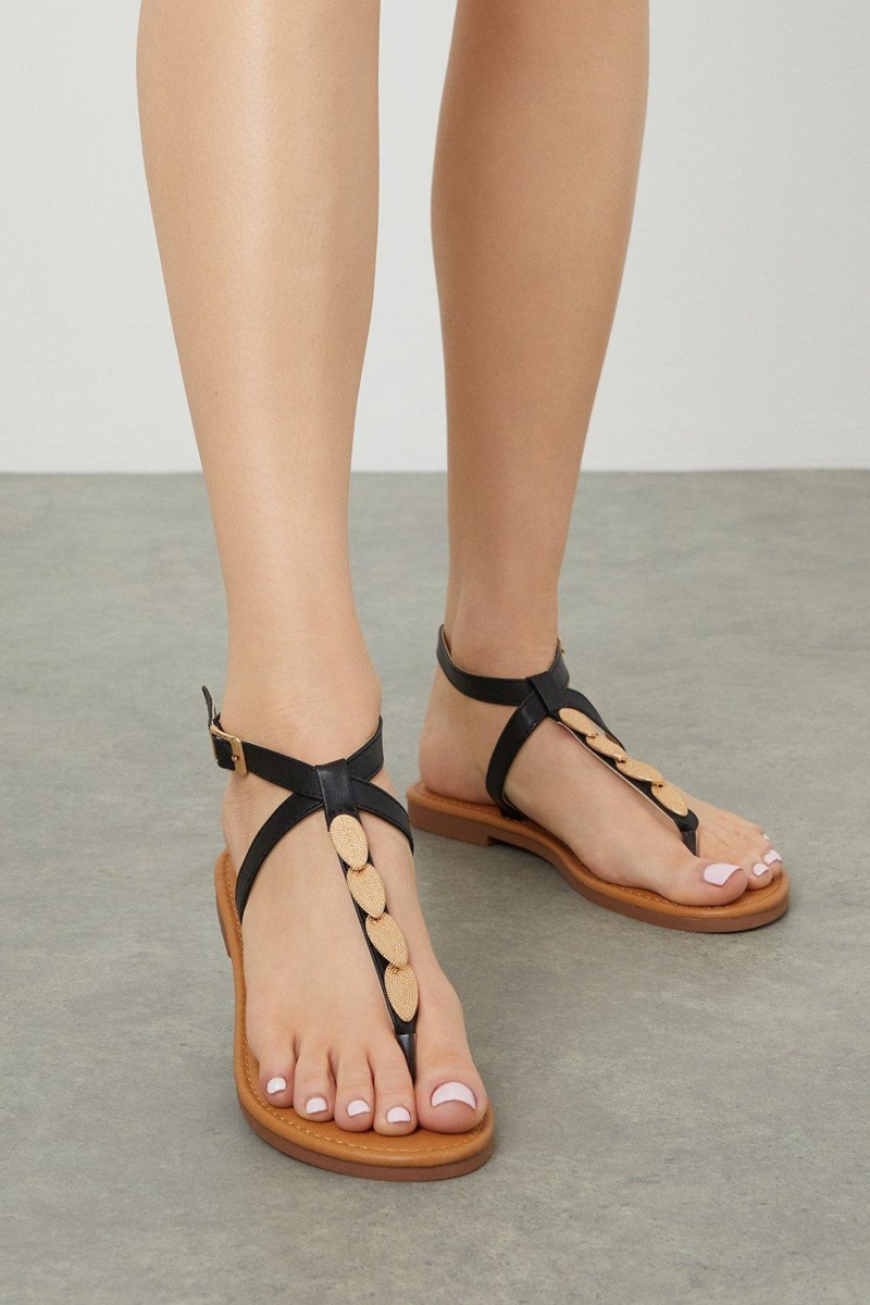 Women's Flat Sandals Black - Dorothy Perkins GOOFASH