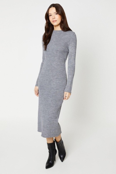 Womens Knitted Dress in Grey - Dorothy Perkins GOOFASH