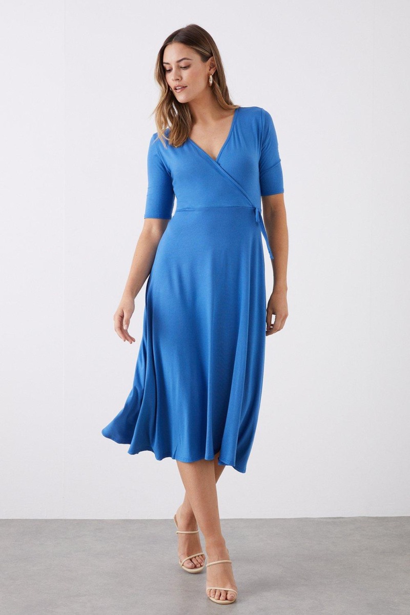 Women's Midi Dress Blue Dorothy Perkins GOOFASH