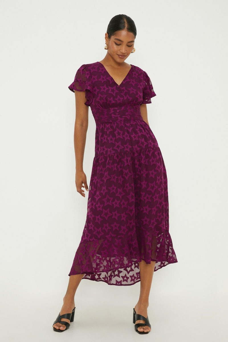 Womens Midi Dress Purple by Dorothy Perkins GOOFASH
