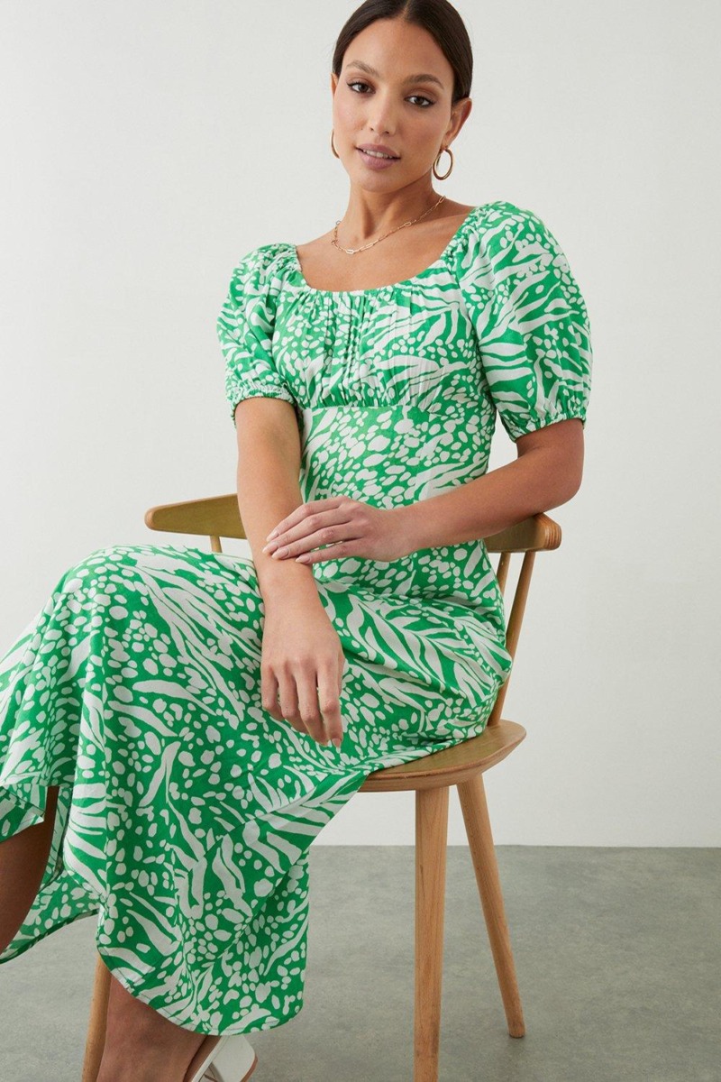 Women's Midi Dress in Green Dorothy Perkins GOOFASH