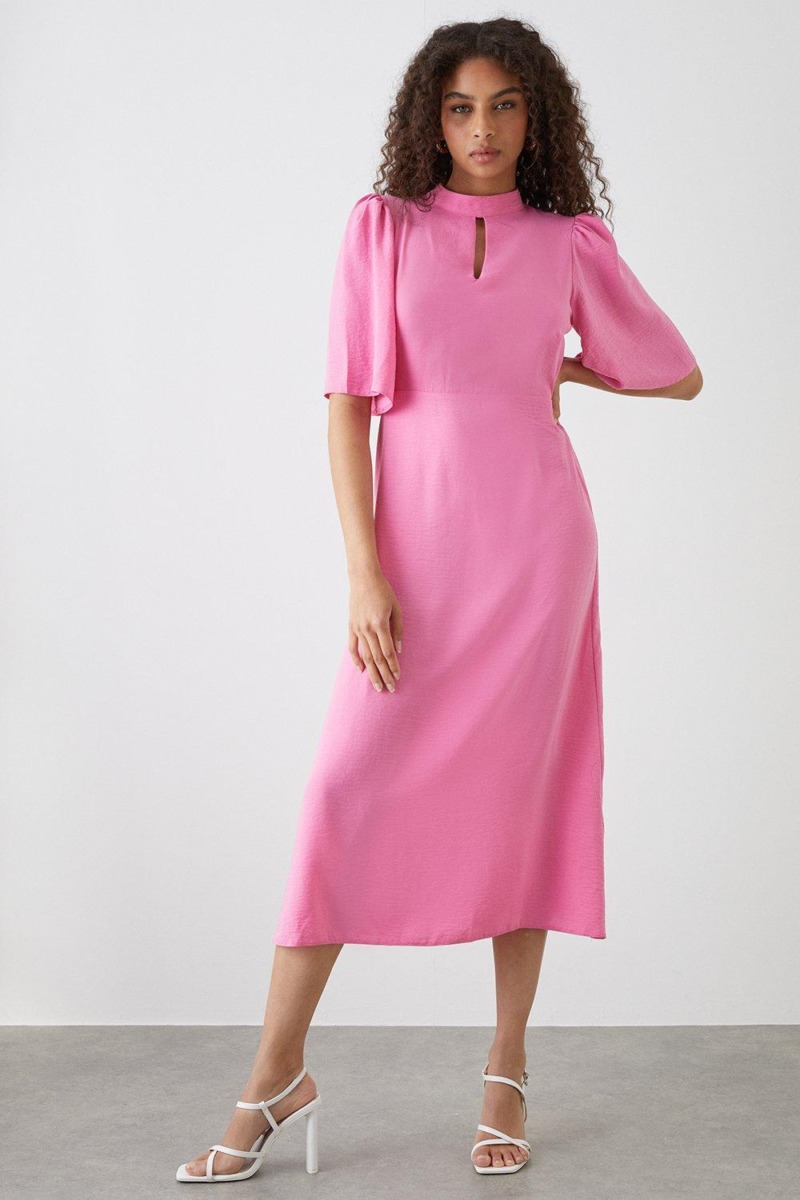 Womens Midi Dress in Pink - Dorothy Perkins GOOFASH